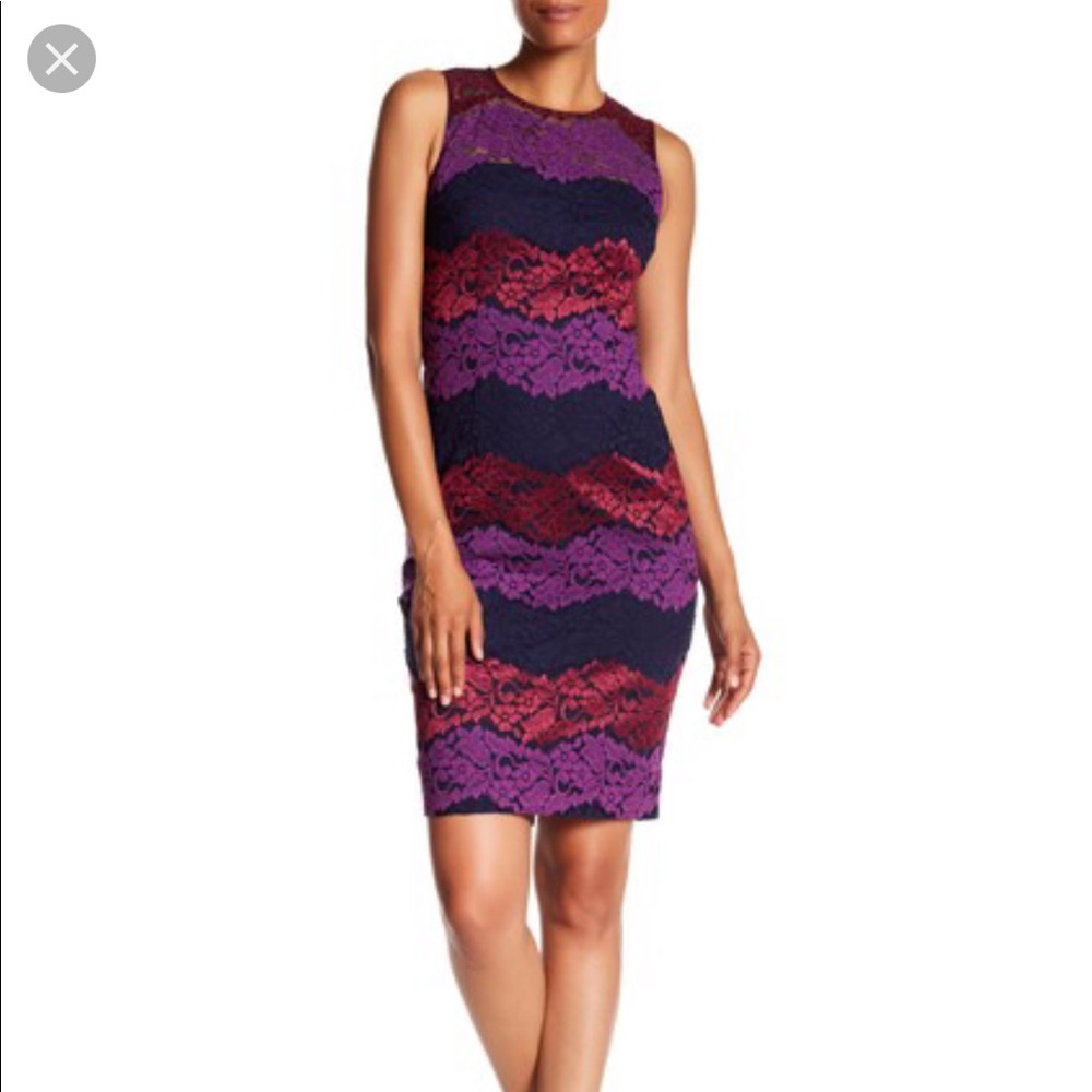 Trina Turk Tyra Colorblock Stripe Lace Dress NWT